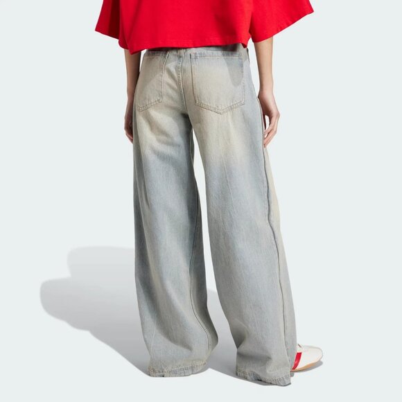 Adidas Women's Adilenium Season 3 Zip Washed Denim Pants size 37 JX9210 - Picture 2 of 3